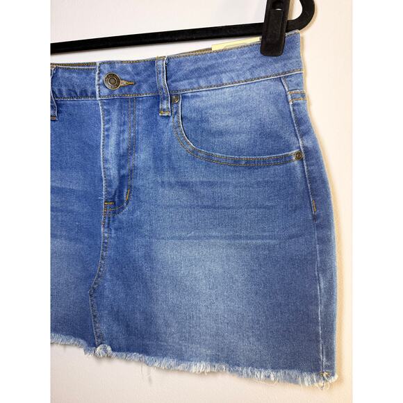 RISE Stretchy Denim Mini Skirt - Size L - Light Indigo - Picture 2 of 9